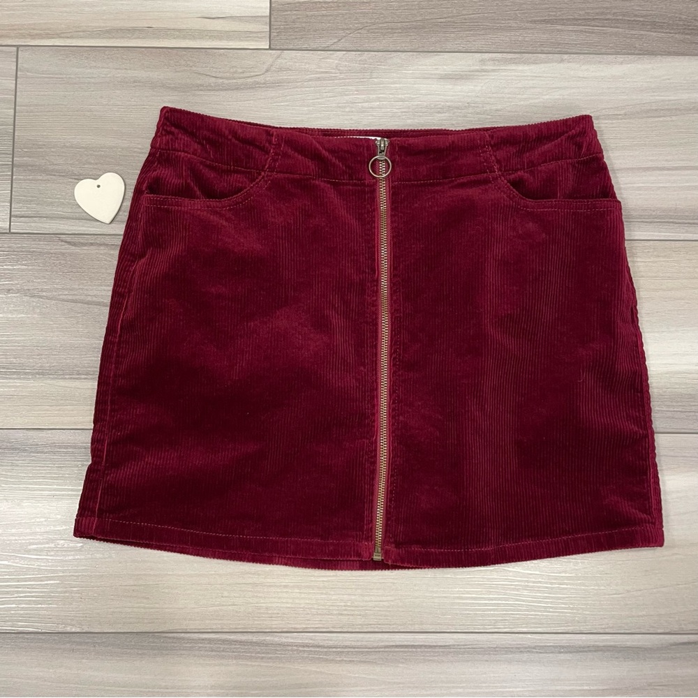 MUDD FLX STRETCH Corduroy Mini Skirt Size 13 Juniors Front Zipper and Pockets